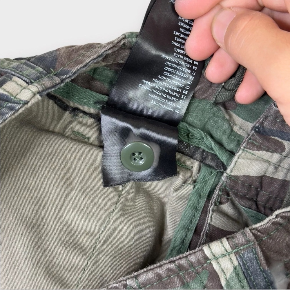 Brandit Individual Wear Camo Cargo Pants Mens M 32x30 Green Woodland drawstring - Picture 13 of 16